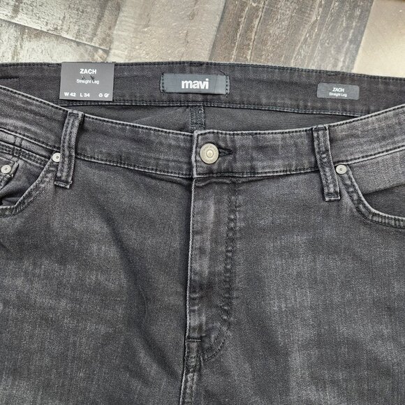 Mens Mavi Zach Straight Leg size 42x34 Mid Rise Black Denim Jeans - Picture 6 of 11